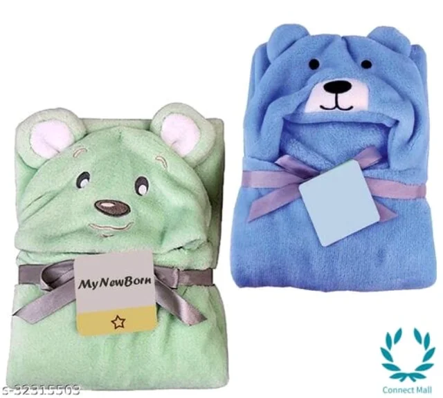 Premium Hooded Microfiber Baby Wrapper for all season Towel IN PINK And BLUE - 0-6 Months New Born Baby